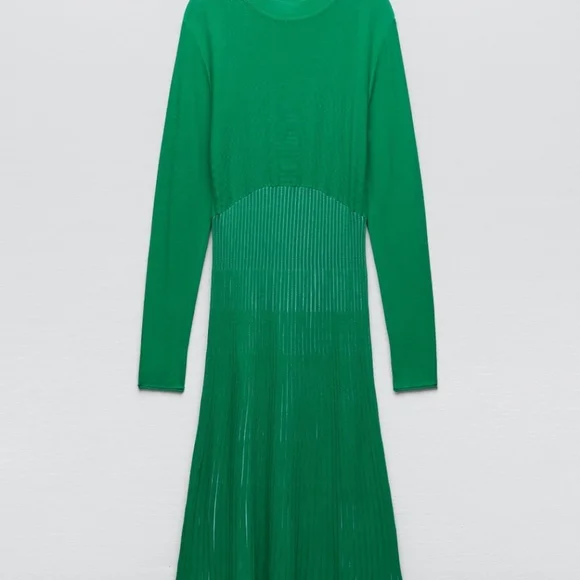 NWT ZARA | Pleated Midi Dress - Picture 3 of 10